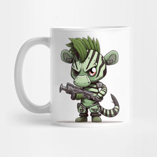 Armored Angry Zebra Holding a Riffle Mug